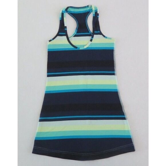 Lululemon Women's Sz 2 Multicolor Striped Racerback Tank Top $78 - Picture 1 of 3